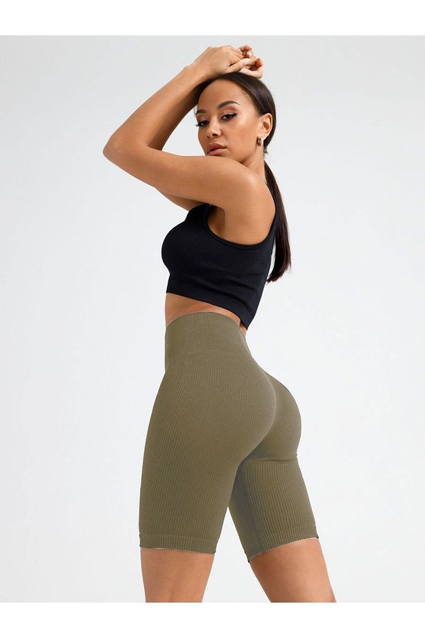 Dublin Model Fitilli Örme Şort Seamless Model Biker Şort Spor Şort Kısa Şort Camel Renk - 1