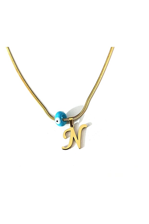 Women's Fish Back Chain Beaded Steel Letter Necklace
