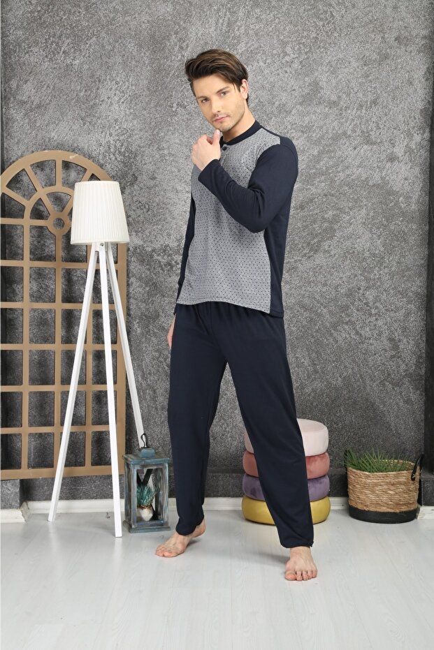 100% Cotton Single Jersey Jacquard Men's Pajama Set 1004