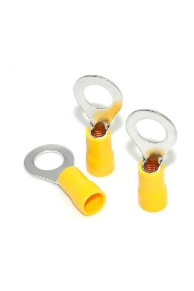 25 Adet Maasco Yuvarlak Tip Kablo Ucu Terminal Pabuc 4-6 Mm2 Sarı (4.0-6.0 MM2)-m6 Delik - 1