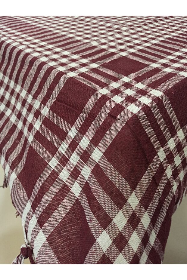 Checkered Picnic Cloth & Table Cloth & Table Cloth King Size 170 X 170 Cm - Claret Red