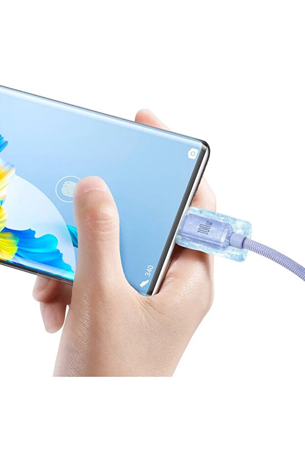 Crystal Shine 100w Usb To Type-c Hızlı Şarj Kablo 1.2 Mt (mor) - 4