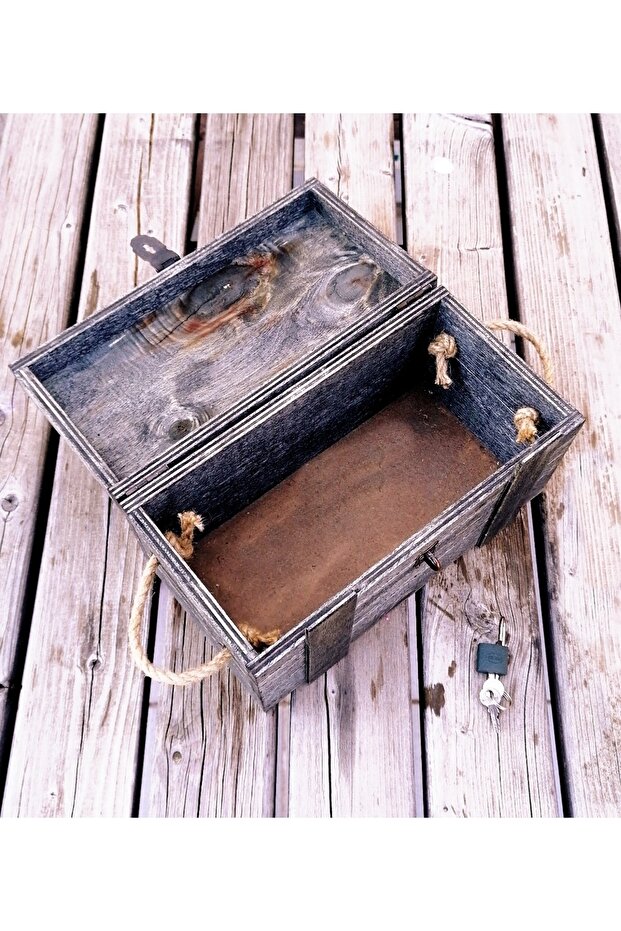 Black Wooden Locking Box Memory Box Gift Box Storage Box Multi-Purpose Wooden Box - 4