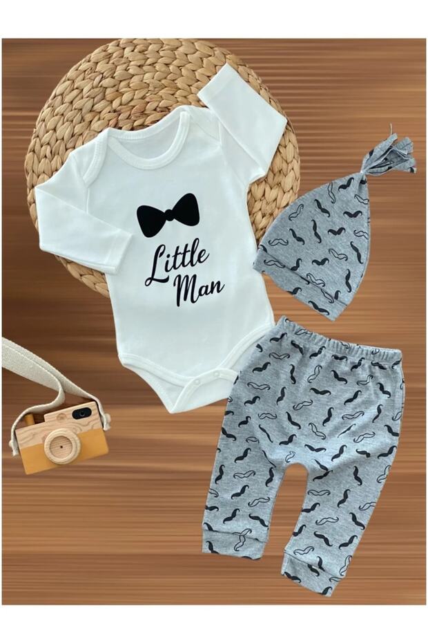 3-Piece Baby Boy Seasonal Set with Cotton Combed Hat