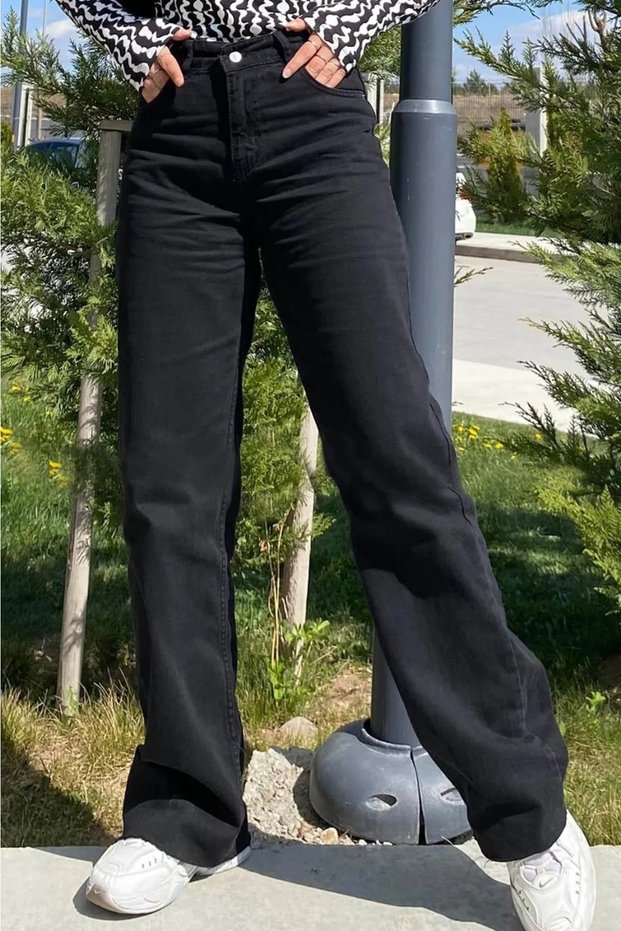 Dodge 90's Black Palazzo Wide Leg Jeans Women's Colorfast Power Lycra Recovery Jeans