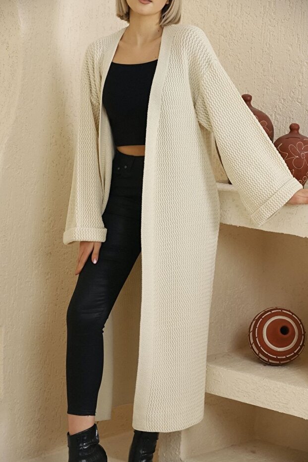 Oversize Örme Uzun Triko Hırka - 5