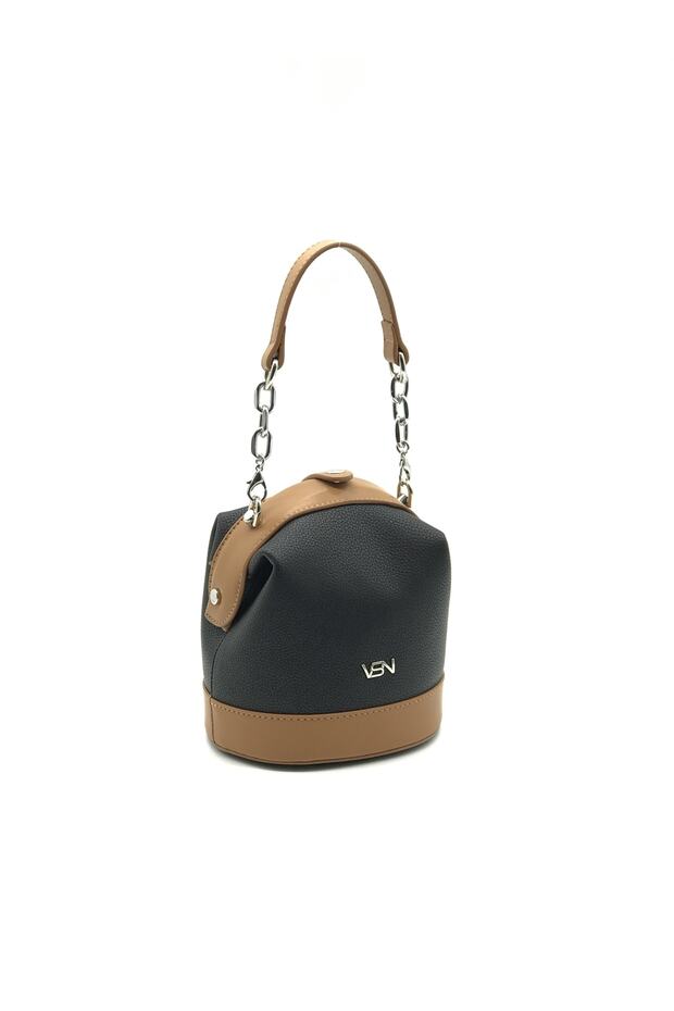 Exquisite Hand and Shoulder Bag with Special Design Lock Detail 3022 Black-camel