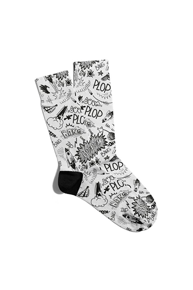 Fun Socks Unisex Boooom Plop Popart Printed Socks Ecsoket130