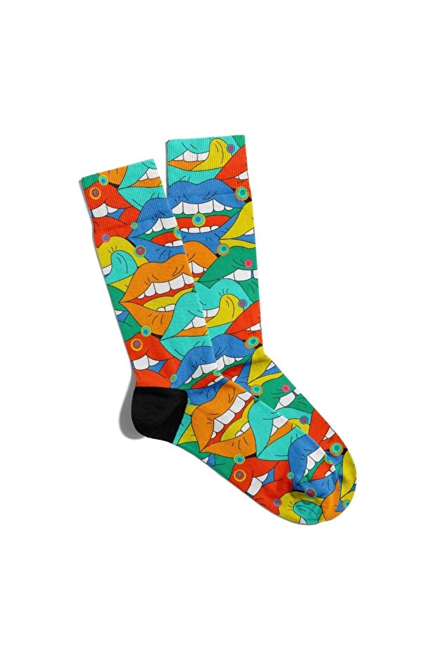 Fun Socks Unisex Tongue Out Popart Printed Socks Ecsoket096