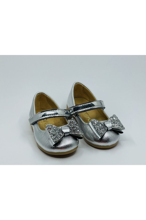 Girl's Orthopedic Ballerinas with Silver Bow Detail
