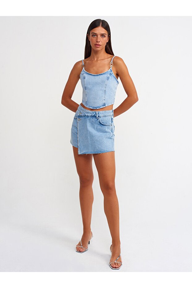 70826 Kar Yıkama Şort Etek-mavi - 1