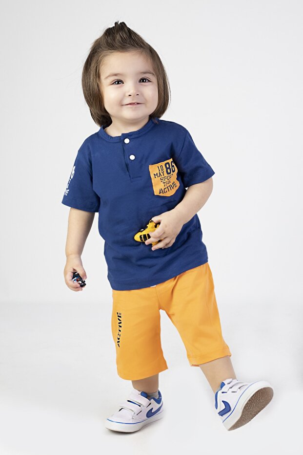 Baby Boy Capris Short Sleeve 86 Pattern Printed Summer Basic Bottom-Top Set 6-24 Months