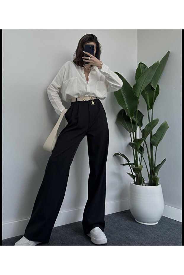 Palazzo Cut Black Trousers