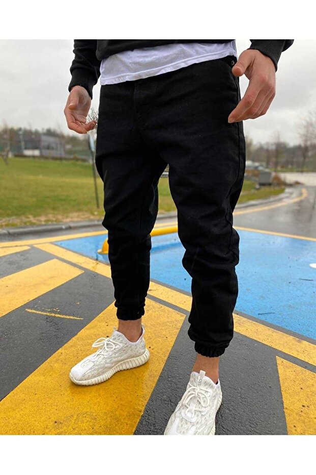 بنطال جينز Boyfriend Jogger ذو ساق مطاطية للرجال