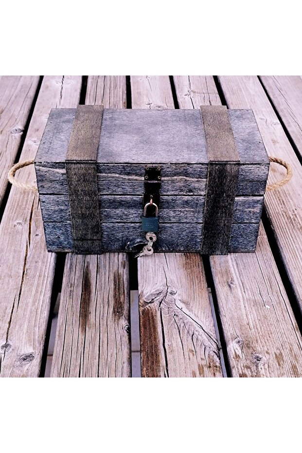 Black Wooden Locking Box Memory Box Gift Box Storage Box Multi-Purpose Wooden Box - 1