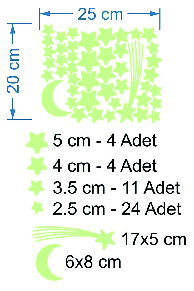 Kuyruklu Yıldız Ve Aydede Gece Parlayan Doğal Fosfor Duvar Ve Tavan Sticker - 2