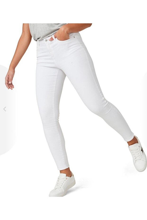 Skinny Leg High Waist White Jeans Ultra Elasticity