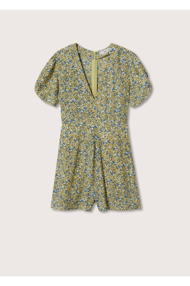 Desenli Akışkan Kumaş Tulum - 3