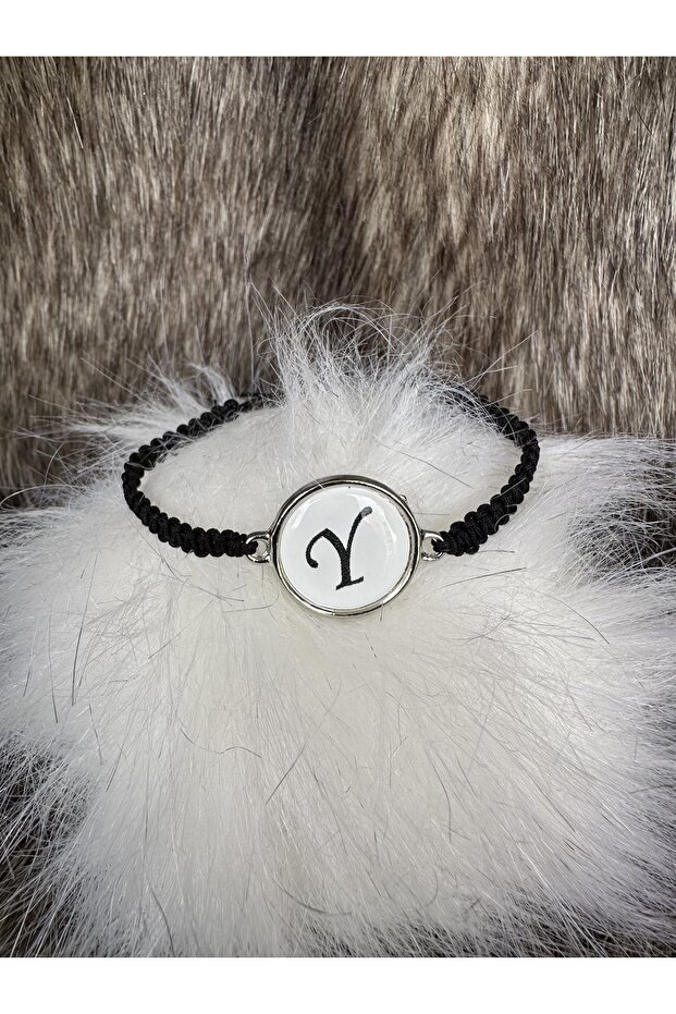 Letter Y Black Adjustable Bracelet