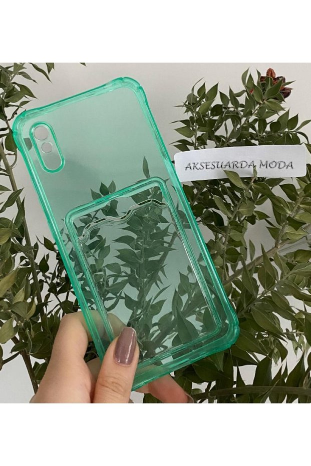 Redmi 9A Compatible Colorful Transparent Case with Card Compartment