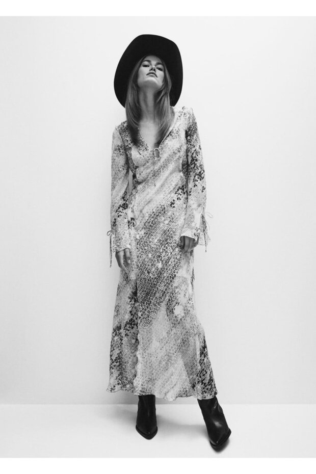 Leopar Desenli Elbise - 7