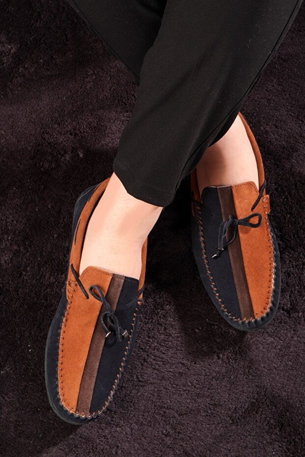 Colore Hakiki Deri Erkek Günlük Ayakkabı, Loafer Ayakkabı, Hafif Ayakkabı, Süet Loafer - 1