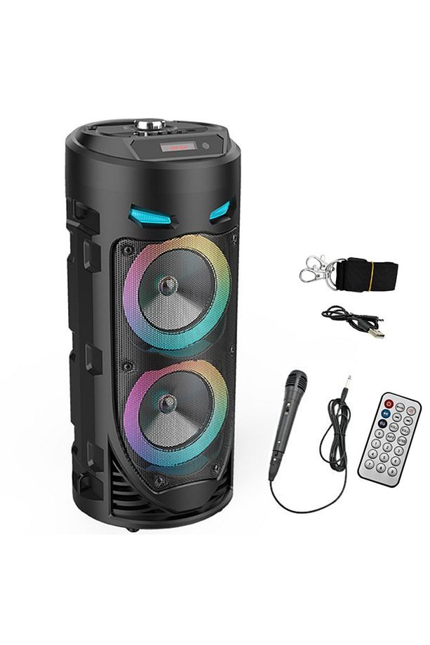 Zqs4239 Mikrofonlu Taşınabilir Dev Speaker Led Işıklı Bluetooth Hoparlör -4inc×2/8w×2 1800mah - 1