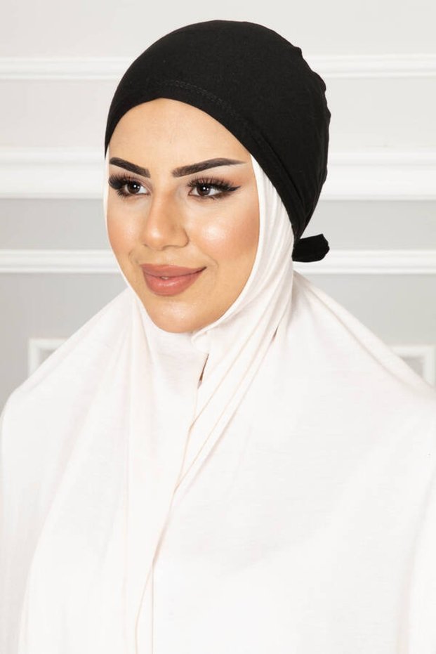 Stitched Hijab Bonnet Black