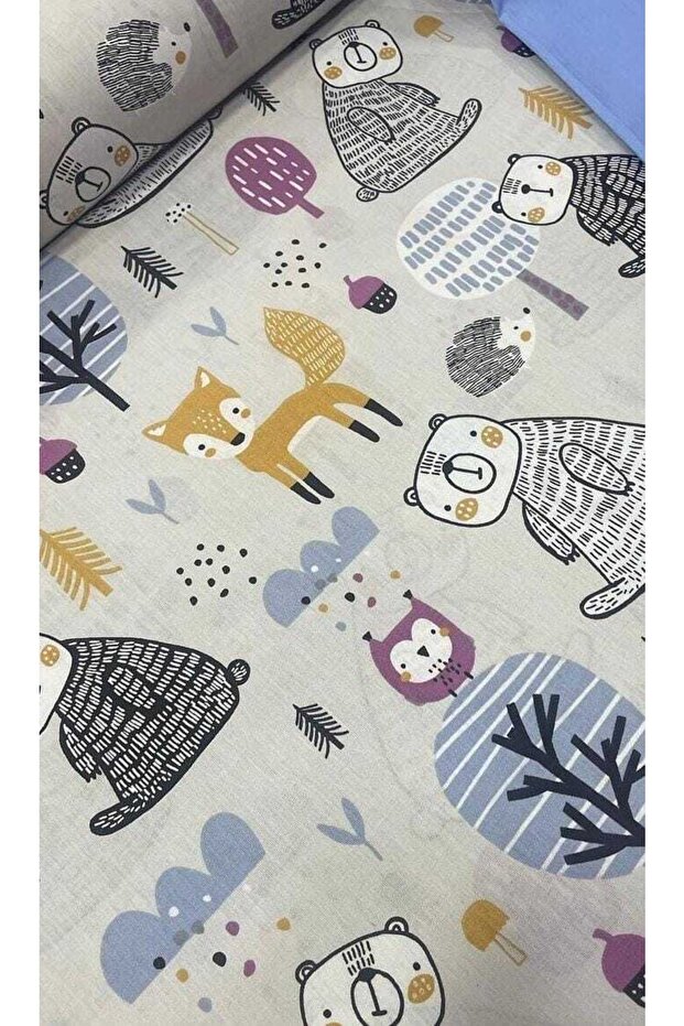 100% Cotton Children's Fitted Sheet 90x190 Blue Cute Bears