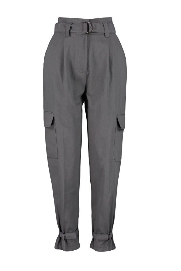 Gri Kemerli Kargo Dokuma Pantolon TWOSS21PL0138 - 12