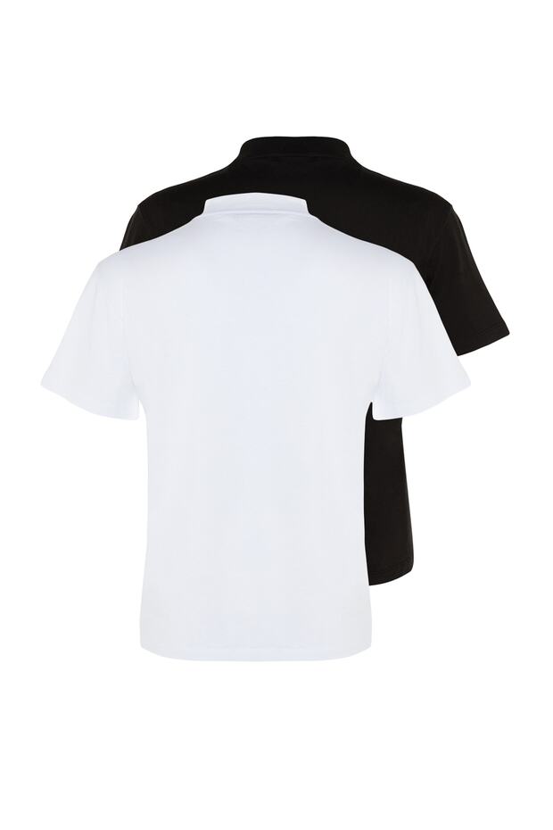 White and Black 2-Pack Basic Crew Neck Cotton Knit T-Shirts TWOSS20TS1500 - 21