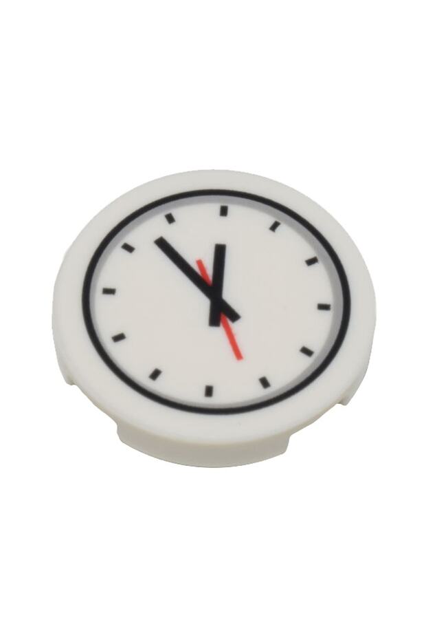 Original Custom Moc Accessory Creator Tile 2 X 2 Printed Round Tile White Watch 1 Piece