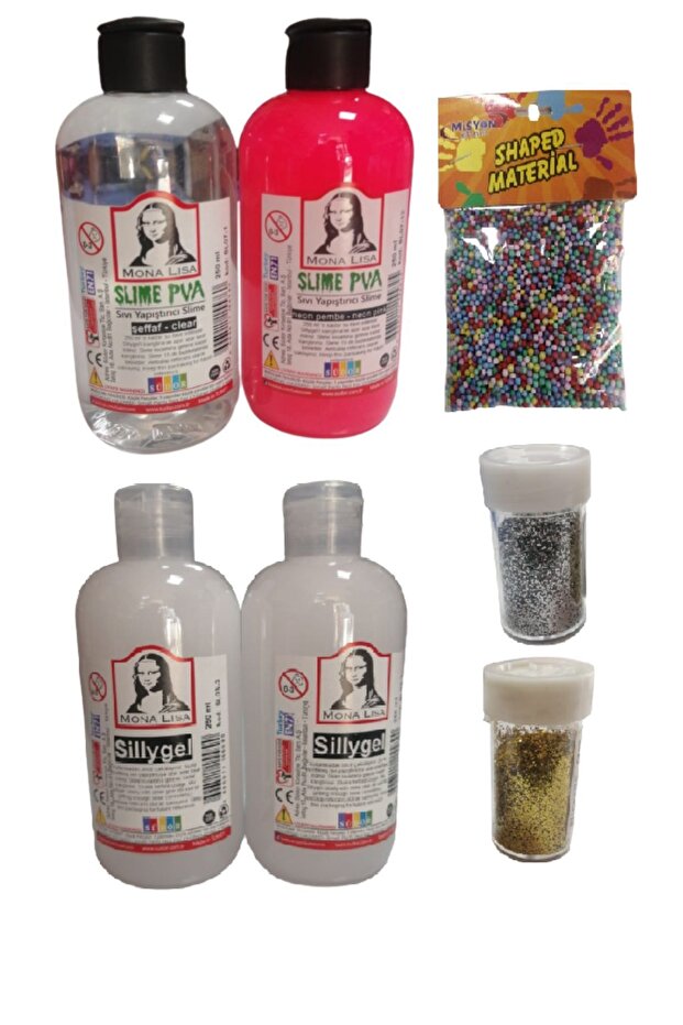 Slime Slaym Yapma Seti 250ml* 4 Adet + Toz Sim 2 Adet + Köpük - 1