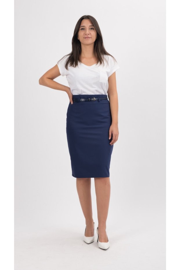 Women's Pencil Skirt Office Skirt Lined 60 cm Long 740 Parliament Blue