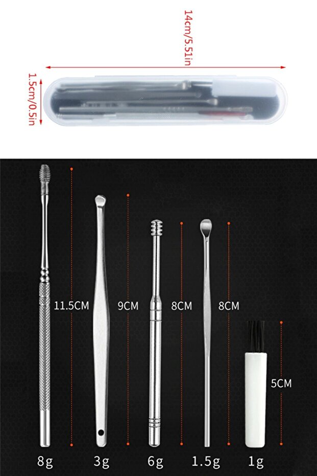 Çelik Kulak Bakım Seti 6 Parça - 3