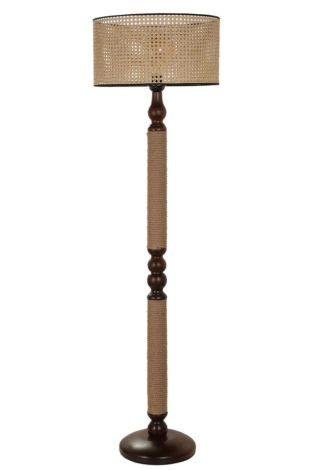 Mayıs Ceviz Lambader Silindir Rattan Abajurlu - 2