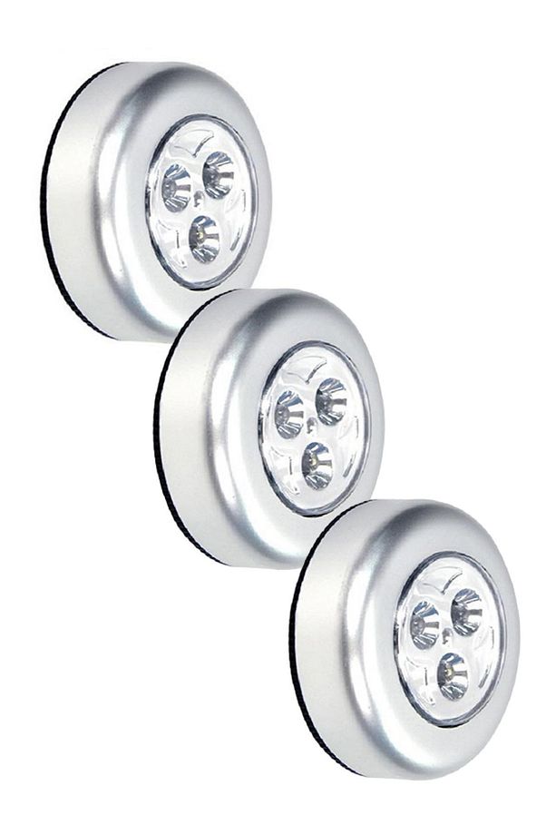 3 Adet Kablosuz Spot Pilli Dokunmatik Led Lamba 3 Ledli Dolap Lambası - 1