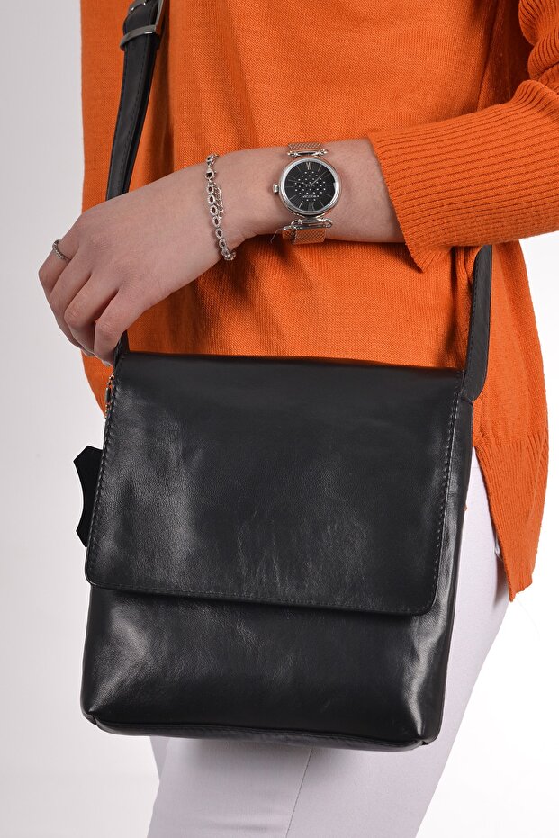 Women's Black Genuine Leather Shoulder Bag