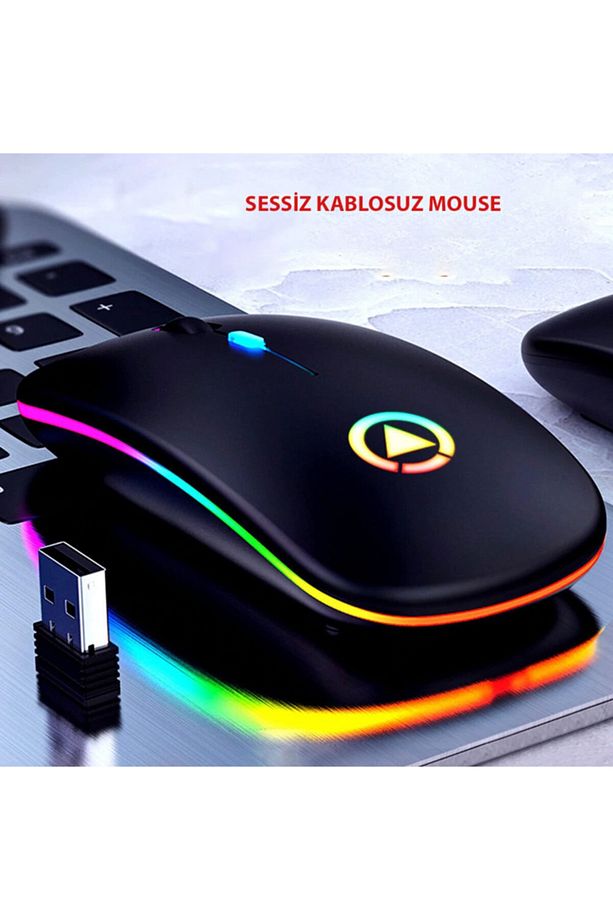 Şarj Edilebilir Kablosuz Led Işıklı Sessiz Optic Mouse - 3