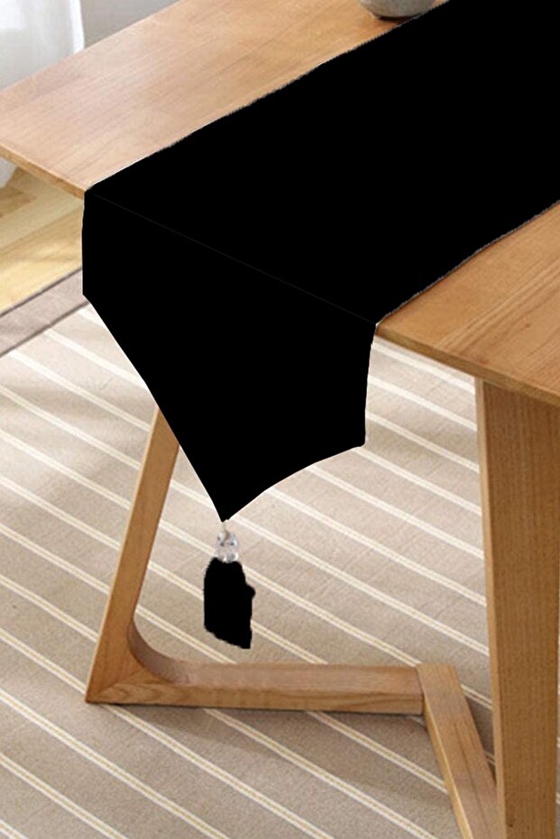 عداء مثلث من الشنيل بتصميم بلون أسود - 2