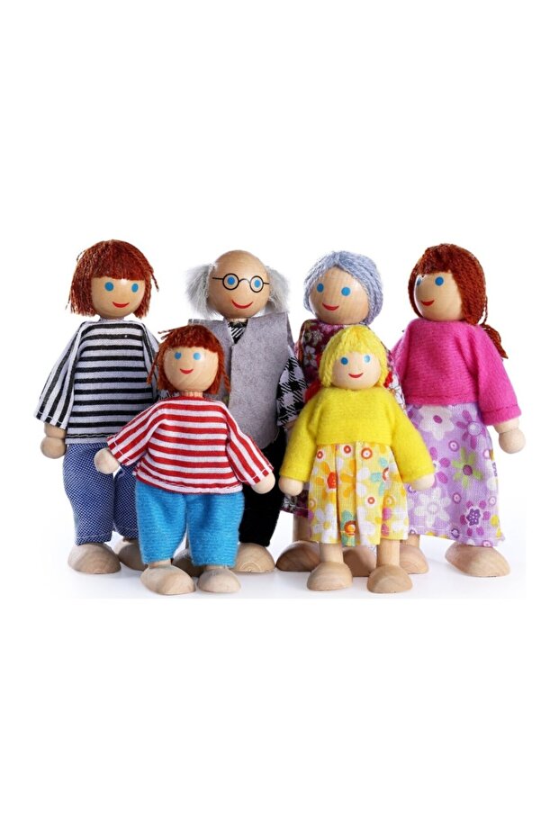 Wooden Miniature Dolls Family Set