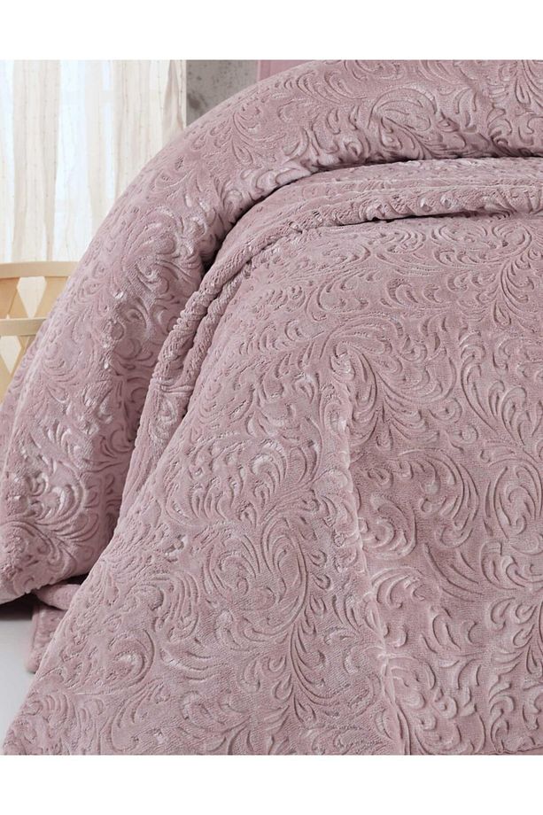 Damask Embos Çift Kişilik Battaniye Gül Kurusu - 2