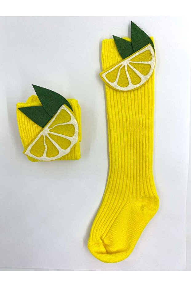 Baby Girl Yellow Lemon Figured Knee Socks