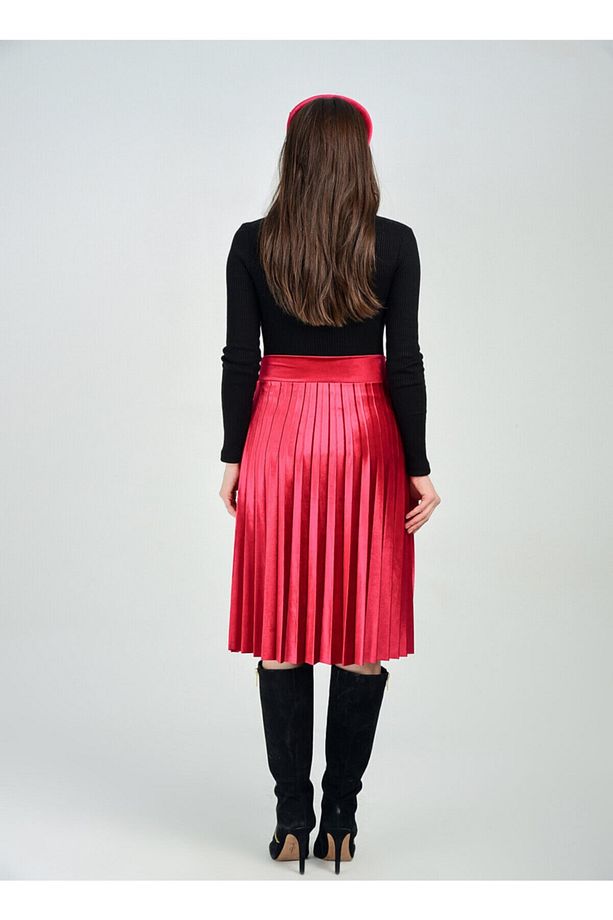 Piliseli Kadife Etek | Etk31827 Bordo - 2