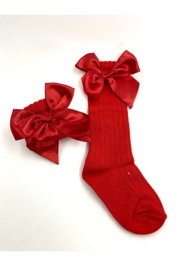 Baby Girl Red Bow Knee Socks