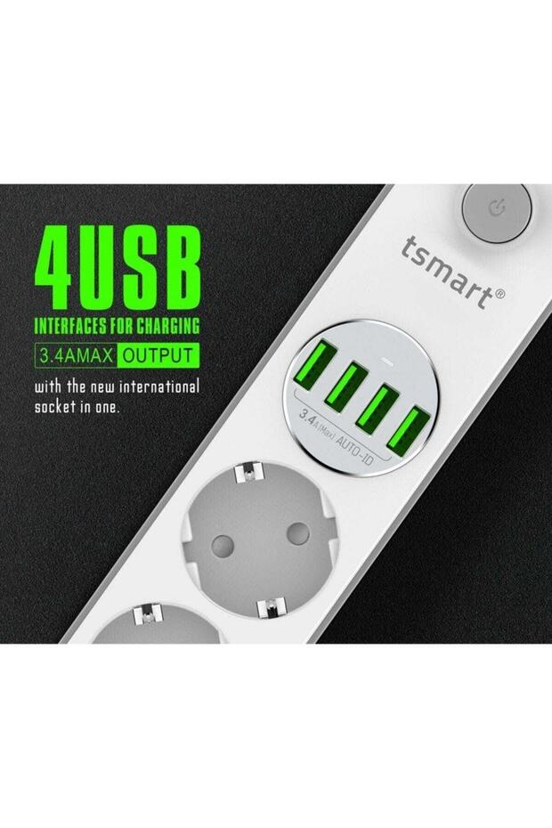 Akıllı Priz 3000w Güç Prizi Adaptörü Uzatma Kablosu Çoklu Fiş Usb Şarj Cihazı Pd Usb C Şarj Cihazı - 3