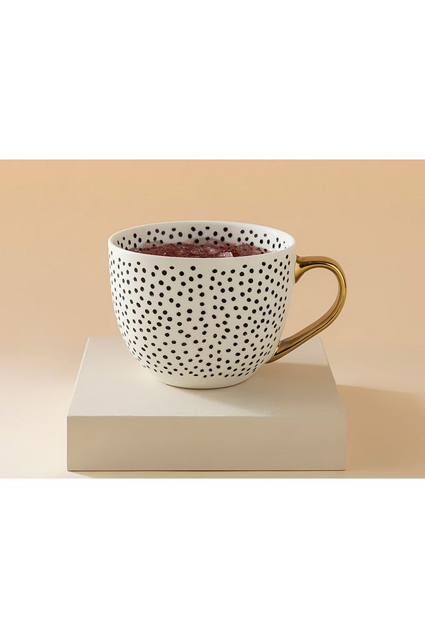 STD Chic Dots New Bone China Kupa 450 Ml Siyah Klasik - 1