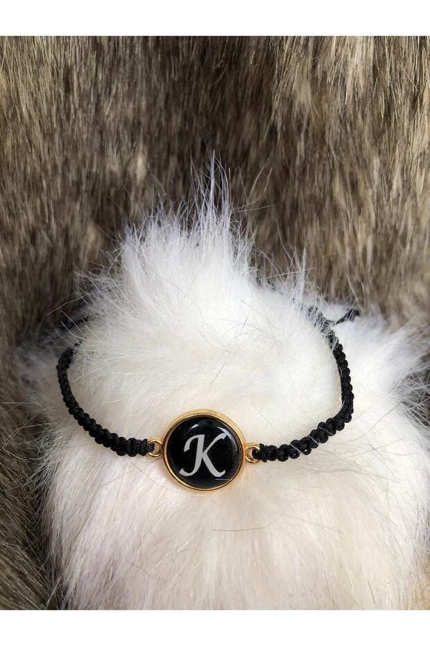Letter K Black Gold Adjustable Bracelet