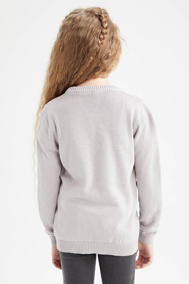 Kız Çocuk Regular Fit Bisiklet Yaka Triko Kazak - 3