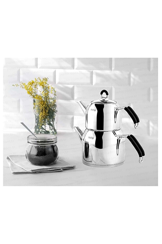 3 L + Modern Celık Caydanlık Tk. Orta Bej Çelik - 1